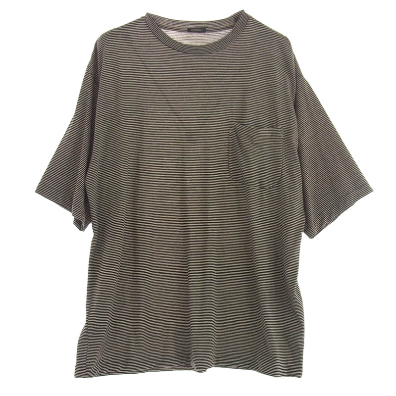 COMOLI コモリ Z01-05023 サマーウール ボーダー 半袖 Tシャツ ブラック系 ベージュ系 3【中古】