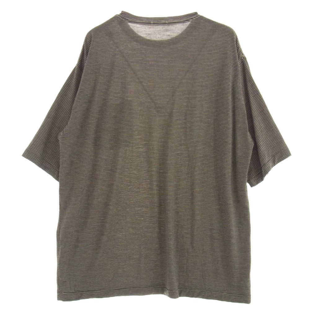 COMOLI コモリ Z01-05023 サマーウール ボーダー 半袖 Tシャツ ブラック系 ベージュ系 3【中古】