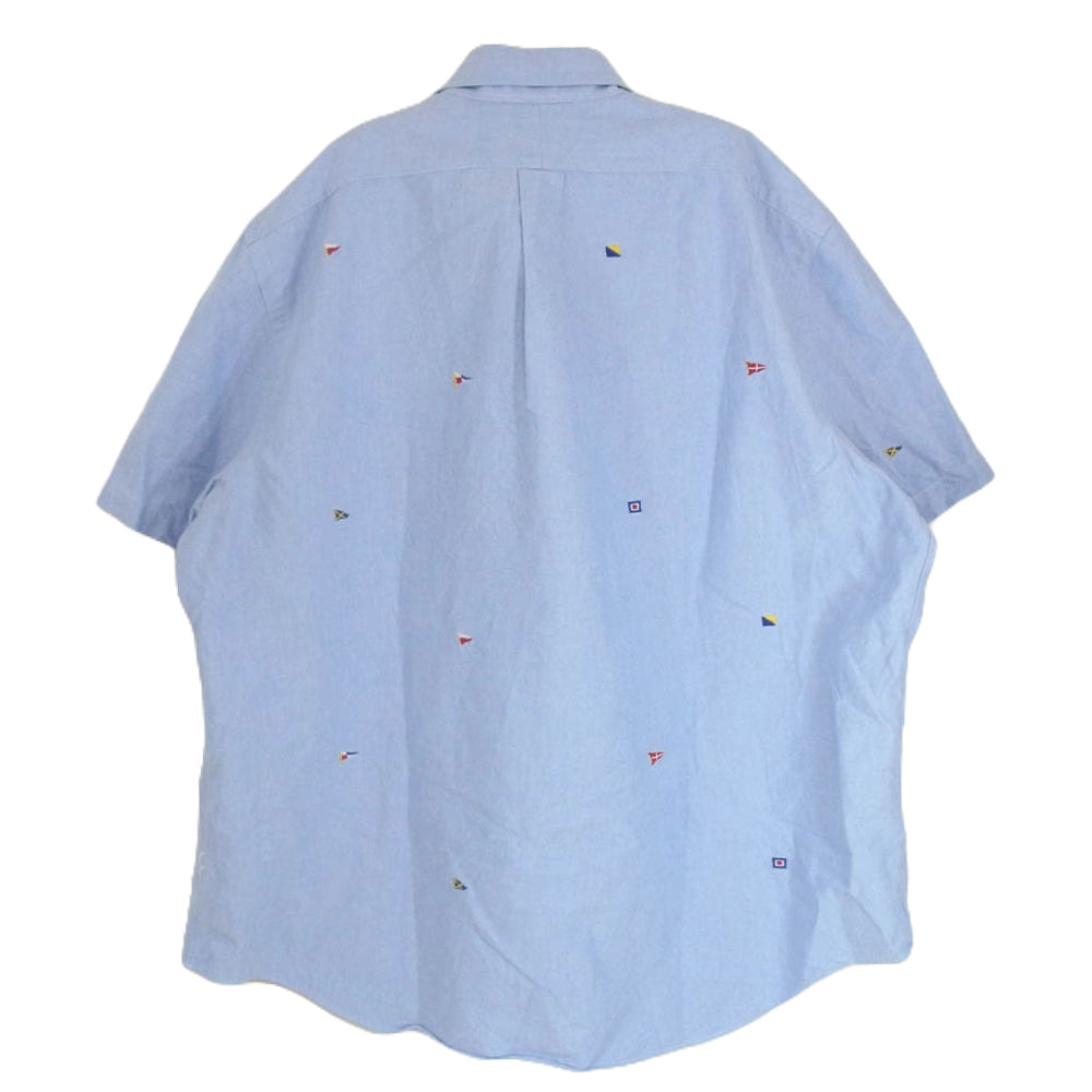 POLO RALPH LAUREN ポロ・ラルフローレン 国旗刺? ボタンダウン 半袖 シャツ ブルー系 XXL【中古】
