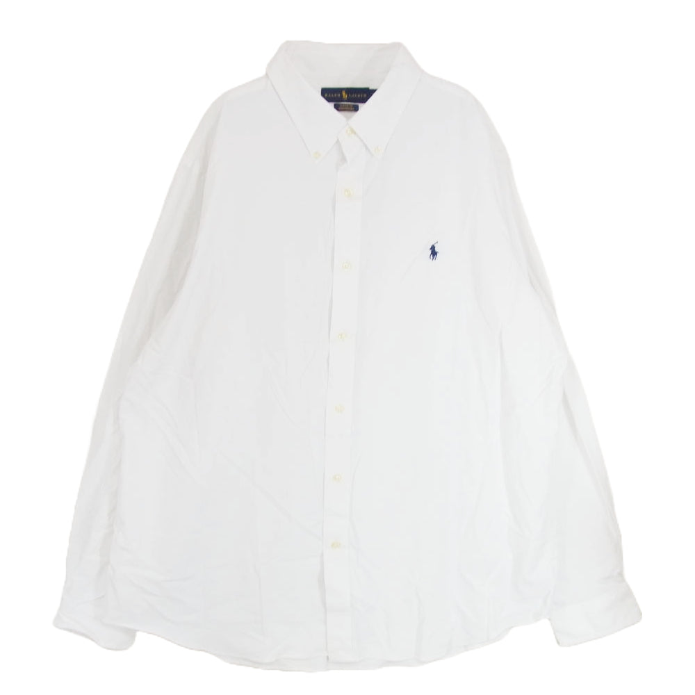 POLO RALPH LAUREN ポロ・ラルフローレン ナイロン ボタンダウン シャツ 長袖 ホワイト系 XXL【中古】