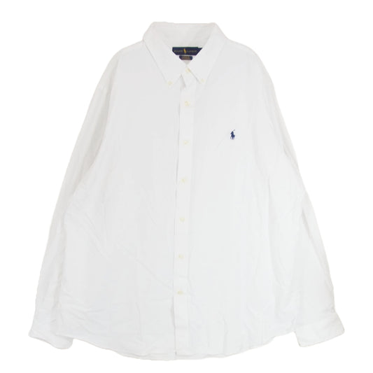 POLO RALPH LAUREN ポロ・ラルフローレン ナイロン ボタンダウン シャツ 長袖 ホワイト系 XXL【中古】