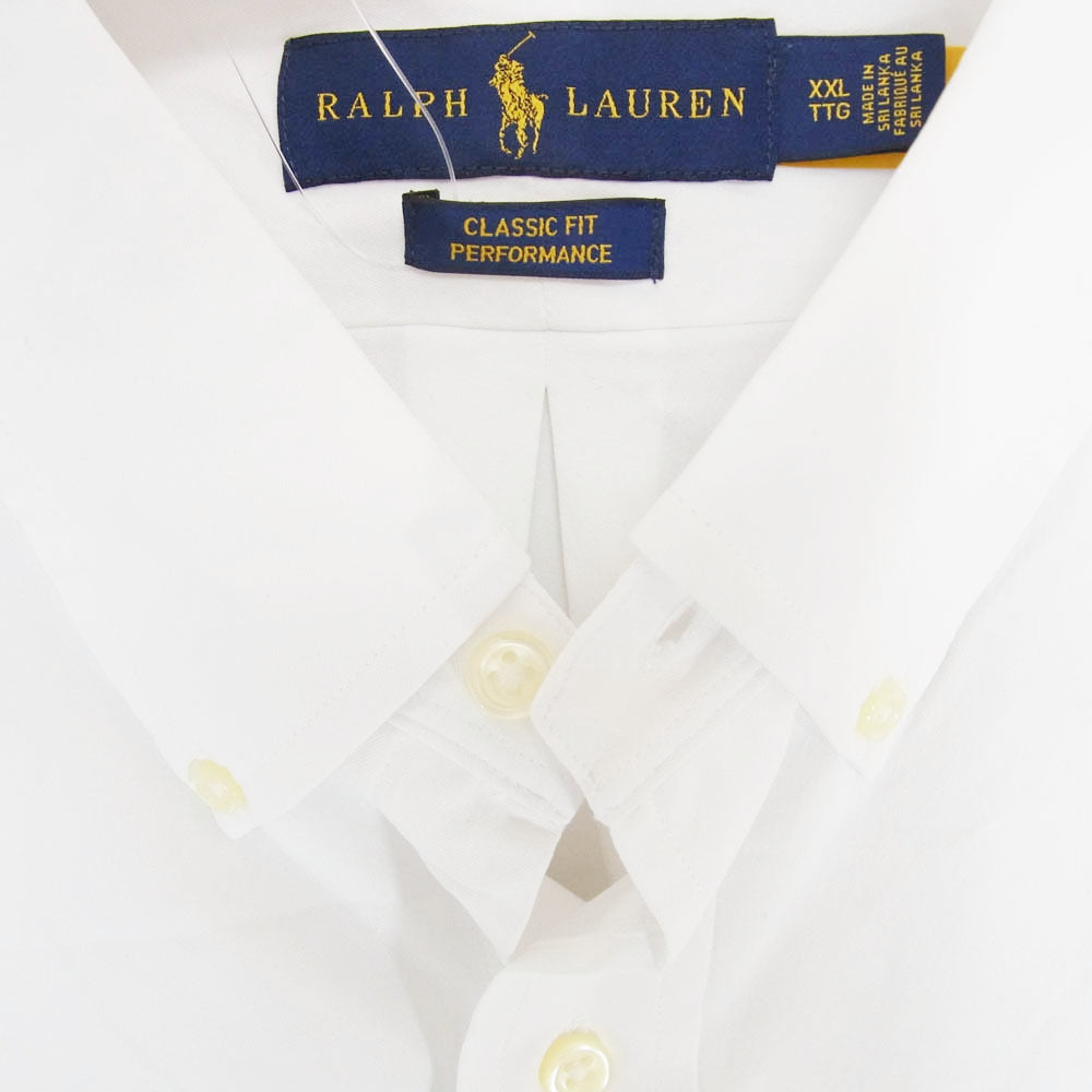 POLO RALPH LAUREN ポロ・ラルフローレン ナイロン ボタンダウン シャツ 長袖 ホワイト系 XXL【中古】