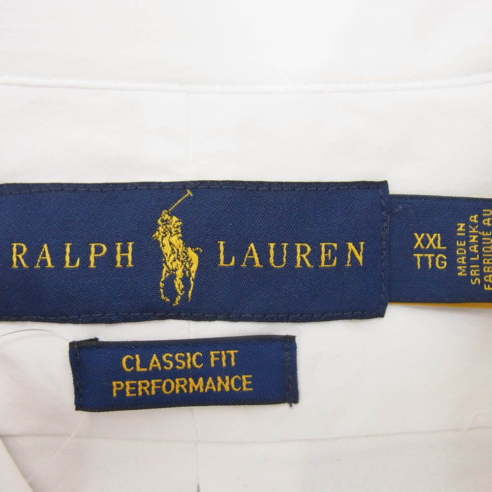POLO RALPH LAUREN ポロ・ラルフローレン ナイロン ボタンダウン シャツ 長袖 ホワイト系 XXL【中古】