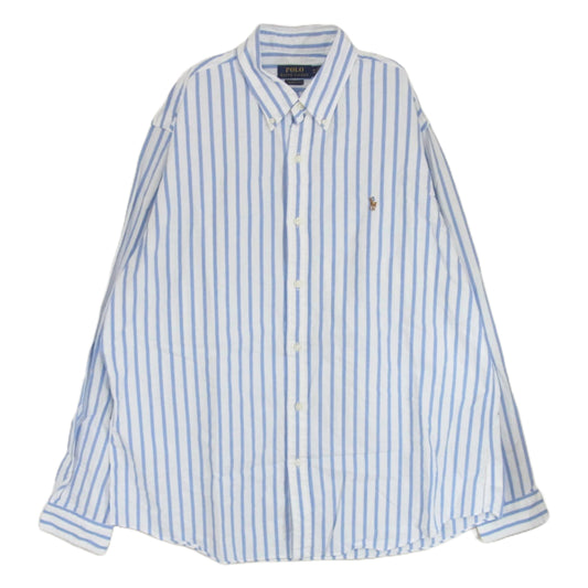 POLO RALPH LAUREN ポロ・ラルフローレン ボタンダウン ストライプ柄 シャツ 長袖 ブルー系 XXL【中古】
