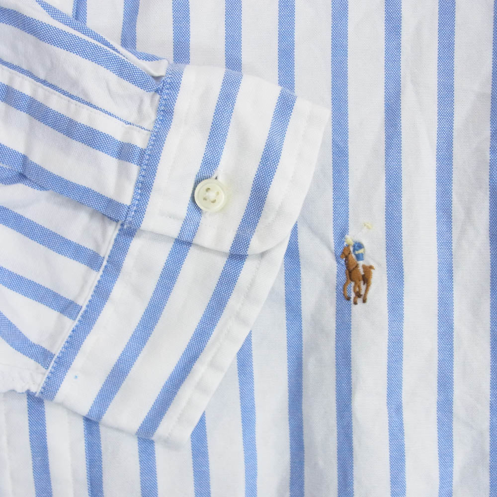 POLO RALPH LAUREN ポロ・ラルフローレン ボタンダウン ストライプ柄 シャツ 長袖 ブルー系 XXL【中古】