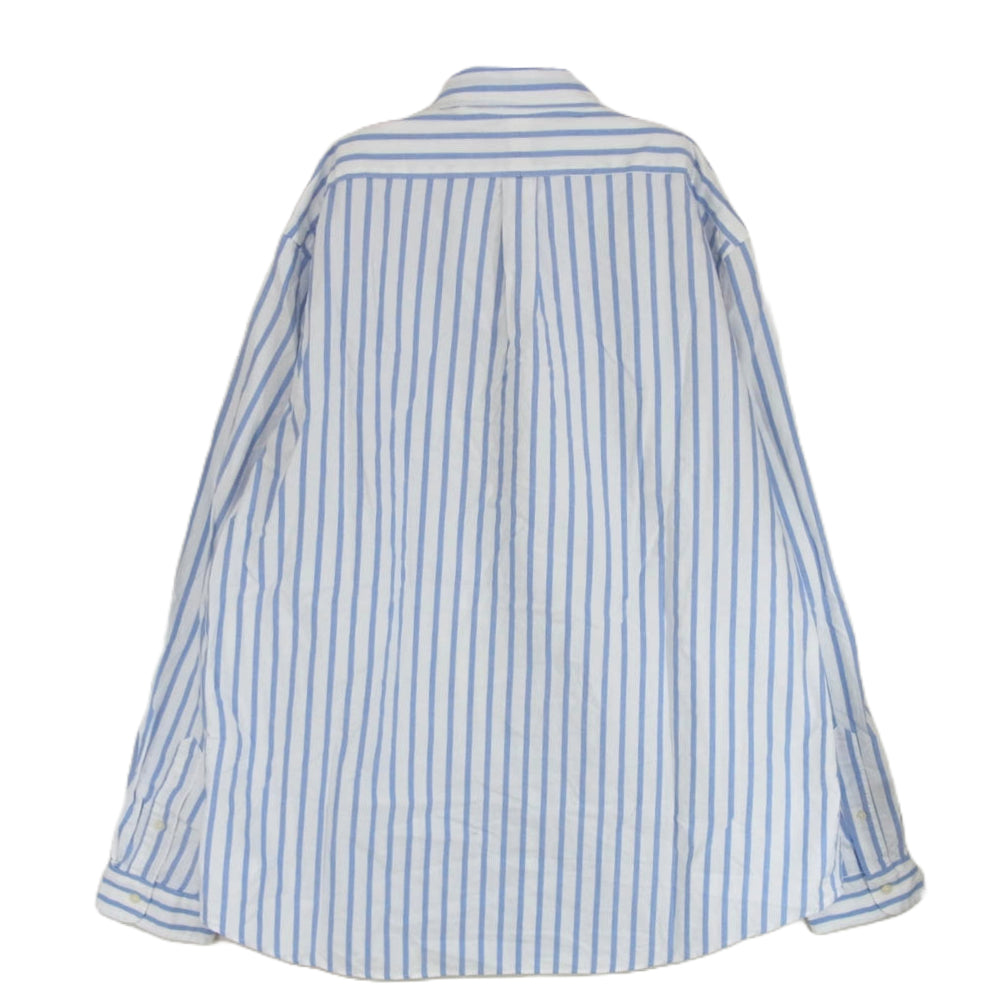 POLO RALPH LAUREN ポロ・ラルフローレン リネン 100％ ボタンダウン ストライプ柄 シャツ 長袖 ブルー系 XXL【中古】