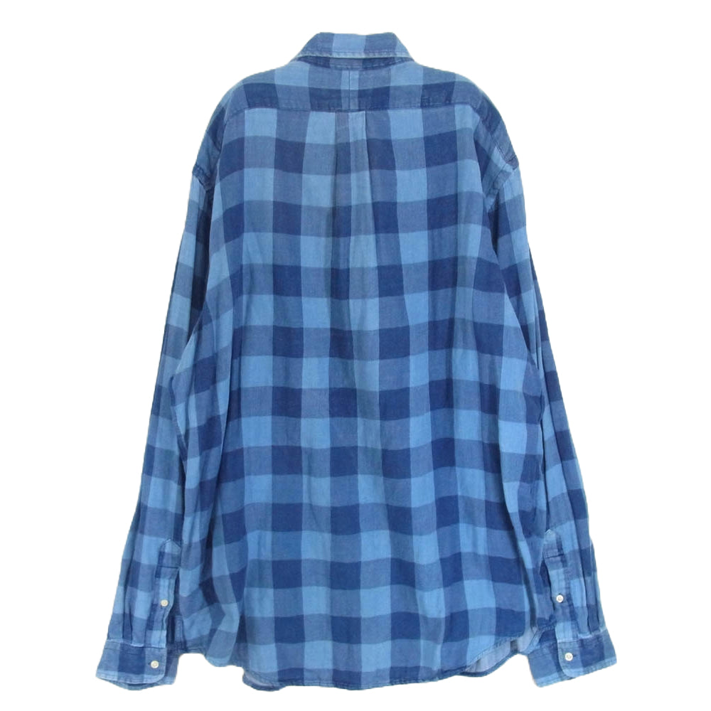 POLO RALPH LAUREN ポロ・ラルフローレン ボタンダウン チェック柄 シャツ 長袖 ブルー系 XXL【中古】