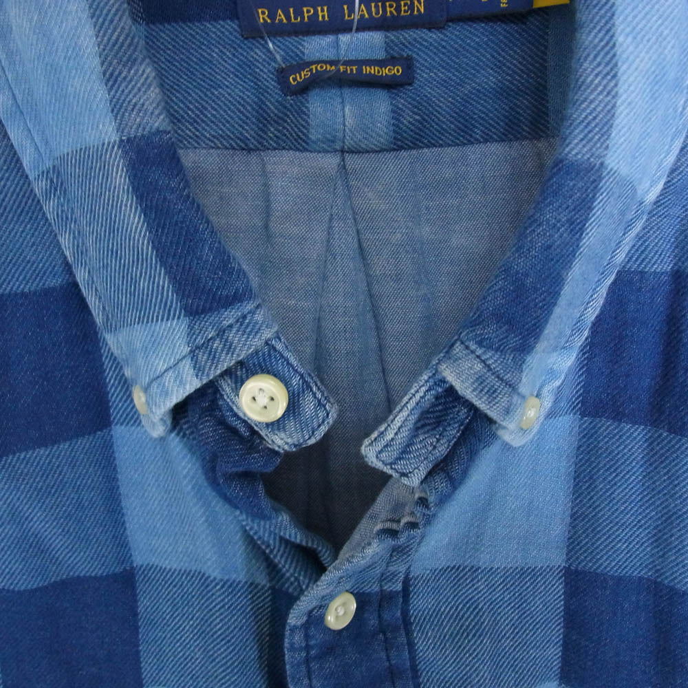 POLO RALPH LAUREN ポロ・ラルフローレン ボタンダウン チェック柄 シャツ 長袖 ブルー系 XXL【中古】