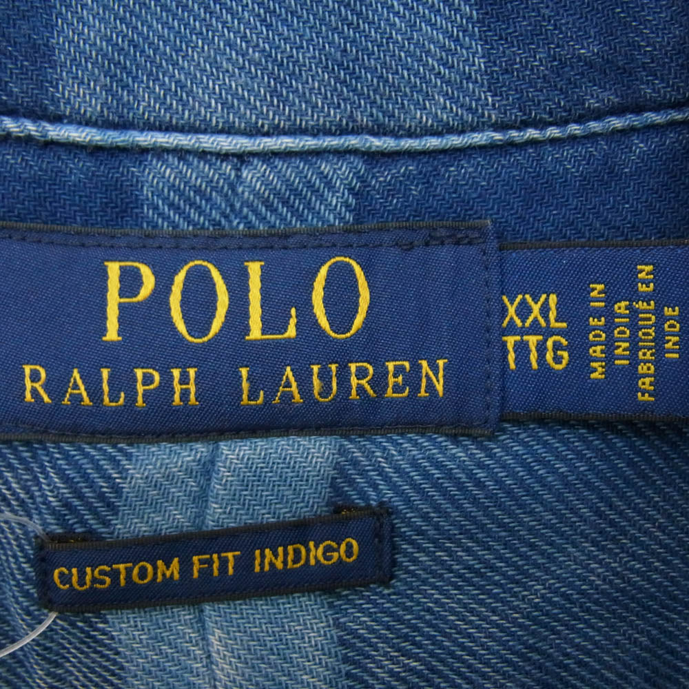 POLO RALPH LAUREN ポロ・ラルフローレン ボタンダウン チェック柄 シャツ 長袖 ブルー系 XXL【中古】