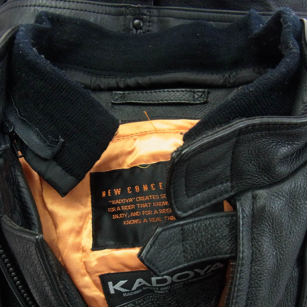 KADOYA カドヤ NEW CONCEPTER カウハイド レザー ライダース ジャケット ブルゾン ブラック系 4L【中古】