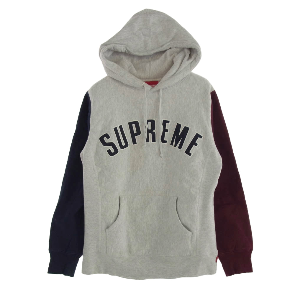 Supreme シュプリーム 16AW Color Blocked Arc Logo Hooded Sweatshirt アーチロゴ スウェットパーカー グレー系 S【中古】