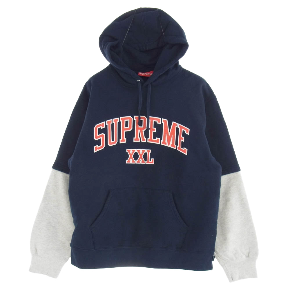 Supreme シュプリーム 20SS XXL Hooded Sweatshirt プリント プルオーバー スウェット パーカー ネイビー系 XXL【極上美品】【中古】