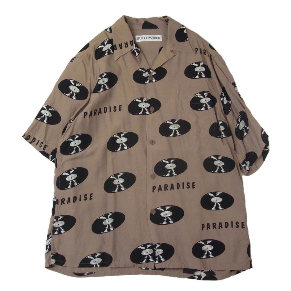 WACKO MARIA ワコマリア 24SS HAWAIIAN SHIRT S/S TYPE-4 レコード ハワイアン 半袖 シャツ アロハシャツ ベージュ系 S【中古】