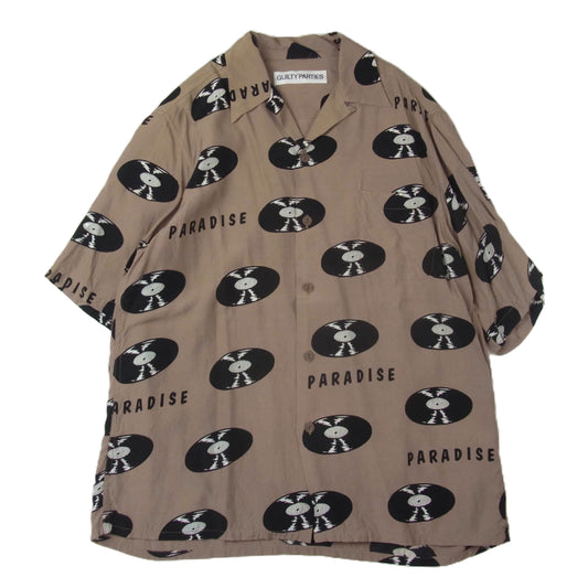 WACKO MARIA ワコマリア 24SS HAWAIIAN SHIRT S/S TYPE-4 レコード ハワイアン 半袖 シャツ アロハシャツ ベージュ系 S【中古】