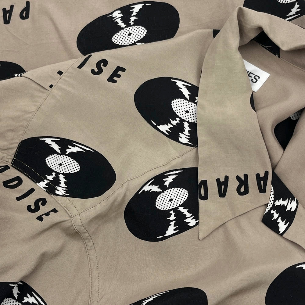 WACKO MARIA ワコマリア 24SS HAWAIIAN SHIRT S/S TYPE-4 レコード ハワイアン 半袖 シャツ アロハシャツ ベージュ系 S【中古】