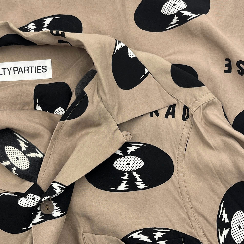 WACKO MARIA ワコマリア 24SS HAWAIIAN SHIRT S/S TYPE-4 レコード ハワイアン 半袖 シャツ アロハシャツ ベージュ系 S【中古】