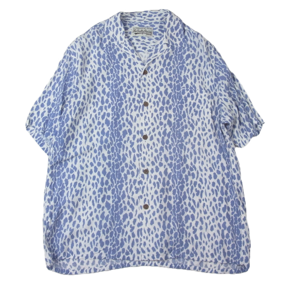 WACKO MARIA ワコマリア 23SS HAWAIIAN SHIRT S/S TYPE-1 レオパード ハワイアン 半袖 シャツ アロハシャツ ブルー系 S【中古】