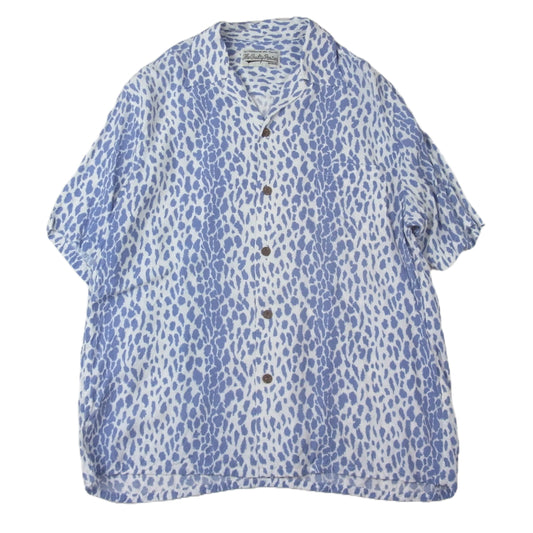 WACKO MARIA ワコマリア 23SS HAWAIIAN SHIRT S/S TYPE-1 レオパード ハワイアン 半袖 シャツ アロハシャツ ブルー系 S【中古】