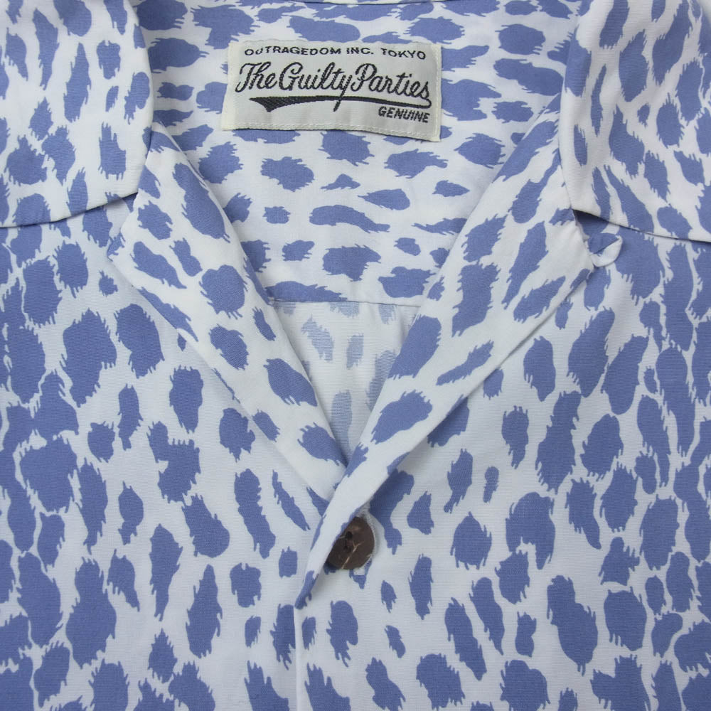 WACKO MARIA ワコマリア 23SS HAWAIIAN SHIRT S/S TYPE-1 レオパード ハワイアン 半袖 シャツ アロハシャツ ブルー系 S【中古】