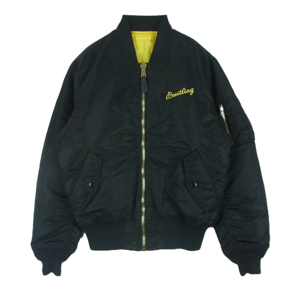 ALPHA アルファ ALPHA INDUSTRIES BREITLING ブライトリング フライト ジャケット MA-1 ブルゾン ブラック系 S【中古】