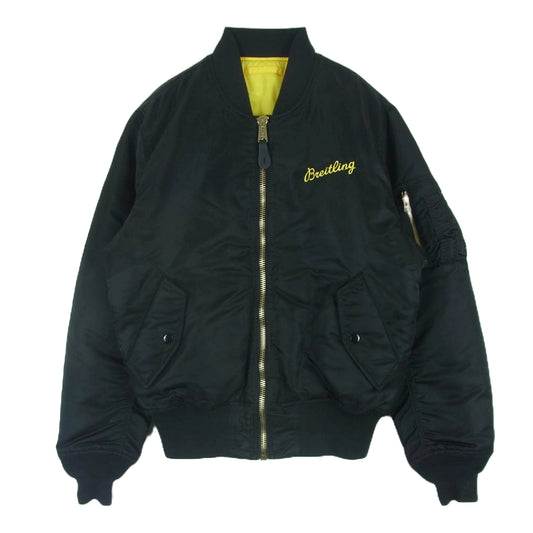 ALPHA アルファ ALPHA INDUSTRIES BREITLING ブライトリング フライト ジャケット MA-1 ブルゾン ブラック系 S【中古】