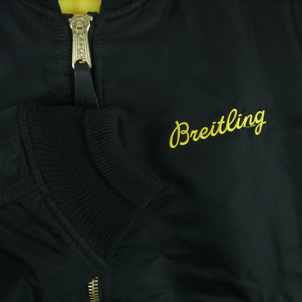 ALPHA アルファ ALPHA INDUSTRIES BREITLING ブライトリング フライト ジャケット MA-1 ブルゾン ブラック系 S【中古】