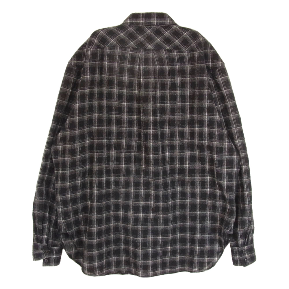 SAINT LAURENT サンローラン 666863 Y23WA チェック ガーゼ ウール 長袖 シャツ ブラック系 L【中古】