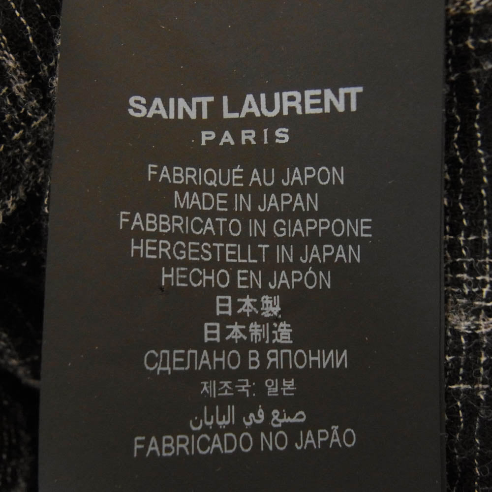 SAINT LAURENT サンローラン 666863 Y23WA チェック ガーゼ ウール 長袖 シャツ ブラック系 L【中古】