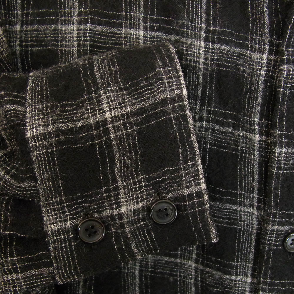 SAINT LAURENT サンローラン 666863 Y23WA チェック ガーゼ ウール 長袖 シャツ ブラック系 L【中古】