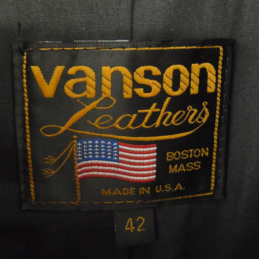 VANSON バンソン ENF OCTAGON エンフィールド オクタゴン 襟付き シングルライダース レザージャケット ブラウン系 42【中古】