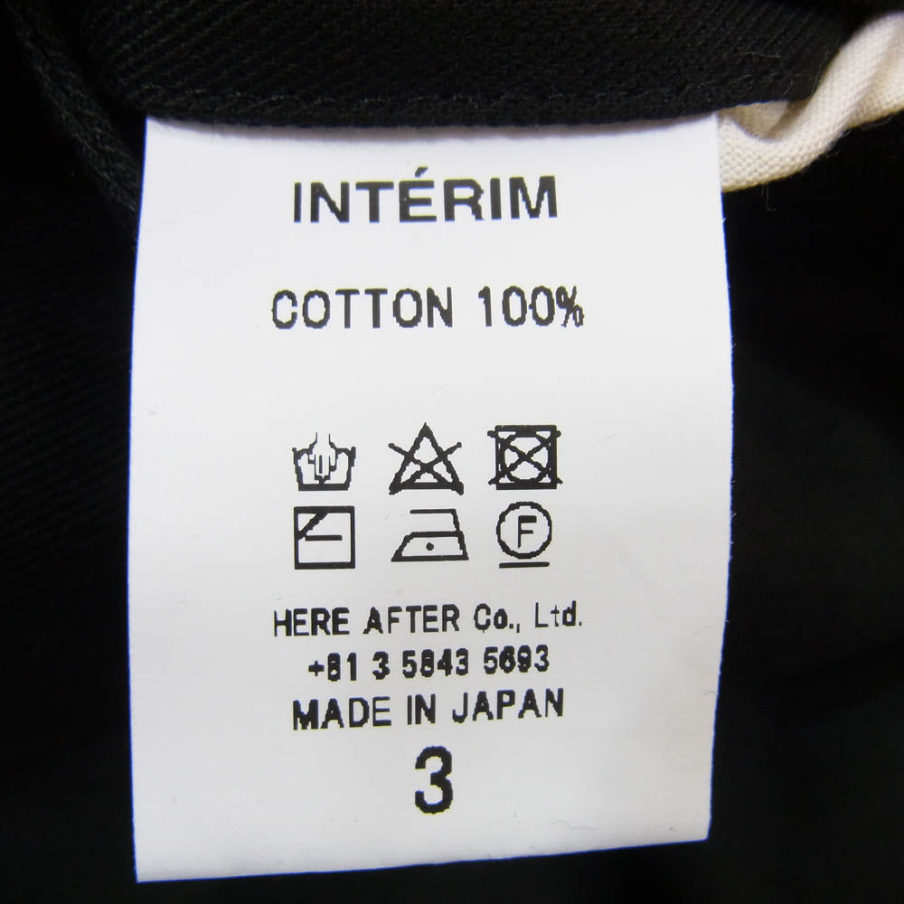 インテリム IT24A191 CHINO WASHER MIL BAGGY TROUSER チノワッシャー ミルバギー トラウザーズ パンツ ブラック系 3【極上美品】【中古】