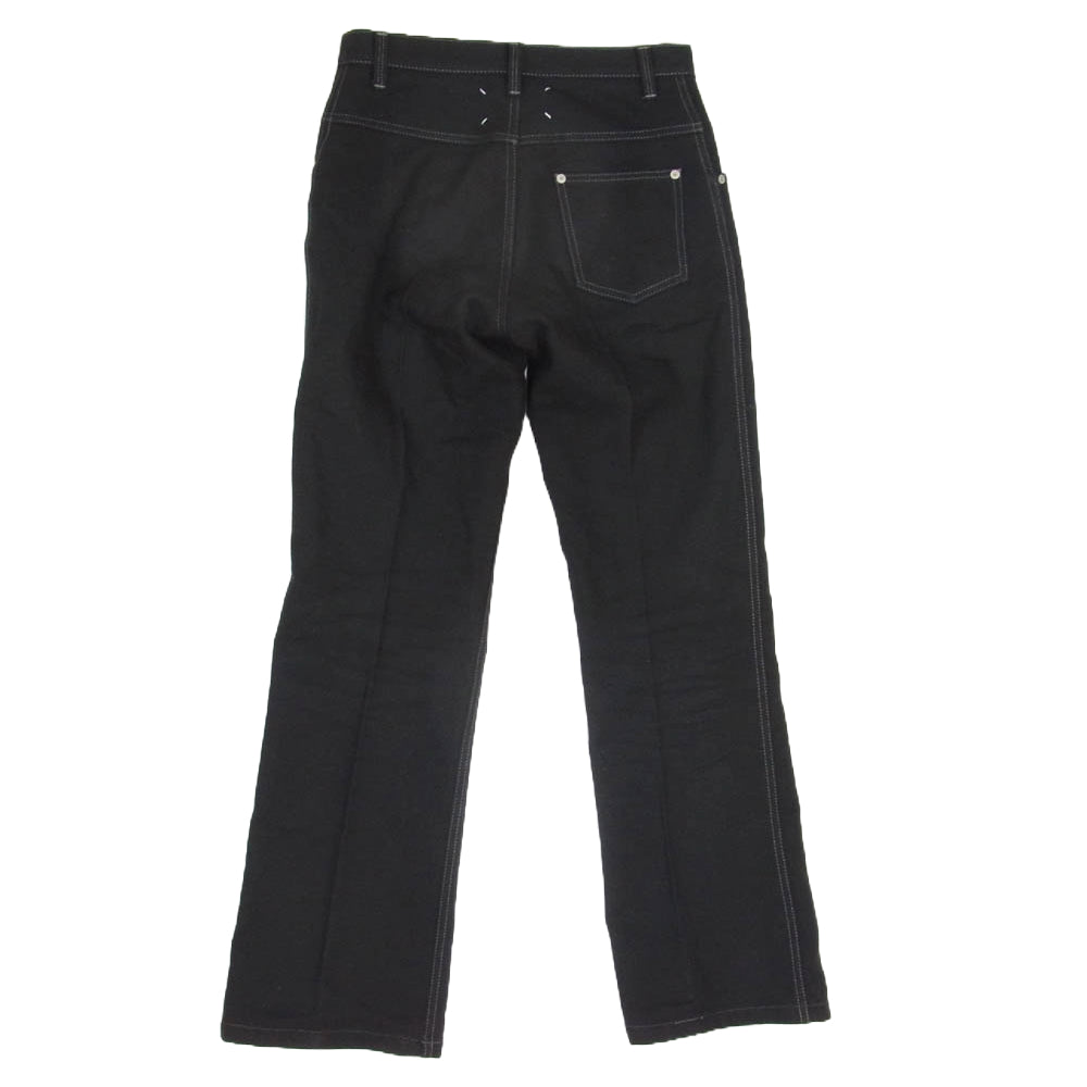 MAISON MARGIELA メゾンマルジェラ 21AW S50LA0186 四つタグ セミフレア ウール コットン パンツ ブラック系 28【美品】【中古】