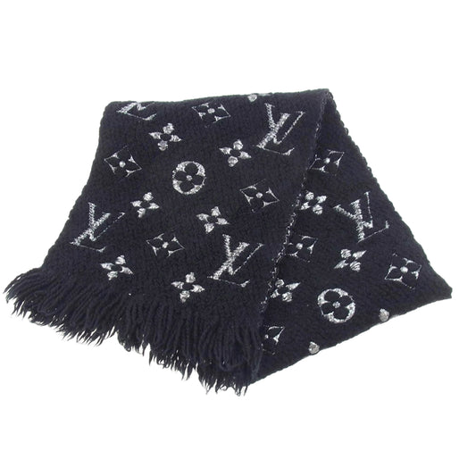 LOUIS VUITTON ルイ・ヴィトン M75833 エシャルプ・ロゴマニア モノグラム ロゴ 総柄 ウール シルク混 マフラー ブラック系【中古】