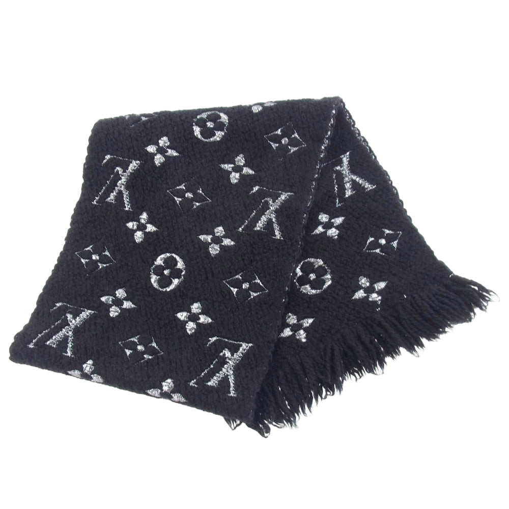 LOUIS VUITTON ルイ・ヴィトン M75833 エシャルプ・ロゴマニア モノグラム ロゴ 総柄 ウール シルク混 マフラー ブラック系【中古】
