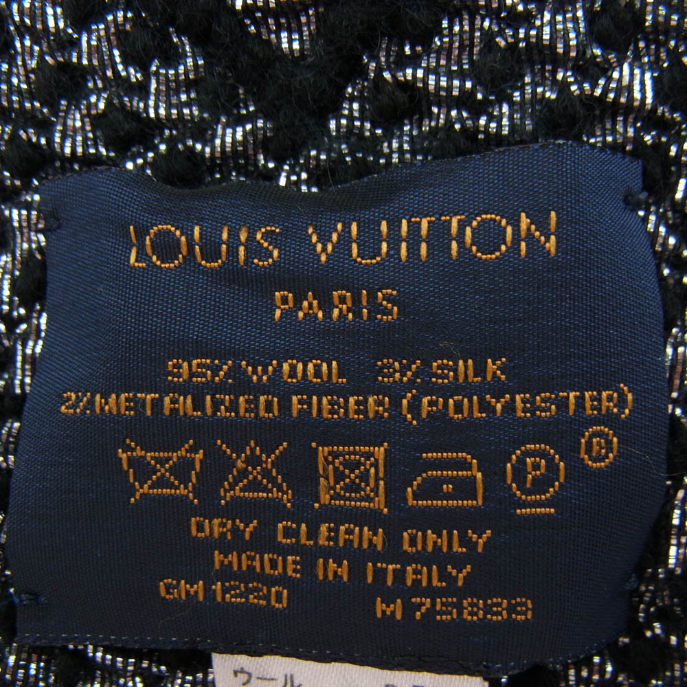 LOUIS VUITTON ルイ・ヴィトン M75833 エシャルプ・ロゴマニア モノグラム ロゴ 総柄 ウール シルク混 マフラー ブラック系【中古】