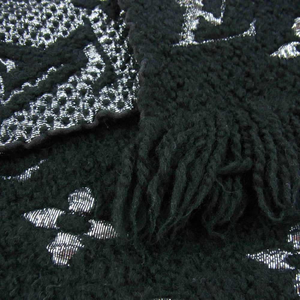 LOUIS VUITTON ルイ・ヴィトン M75833 エシャルプ・ロゴマニア モノグラム ロゴ 総柄 ウール シルク混 マフラー ブラック系【中古】