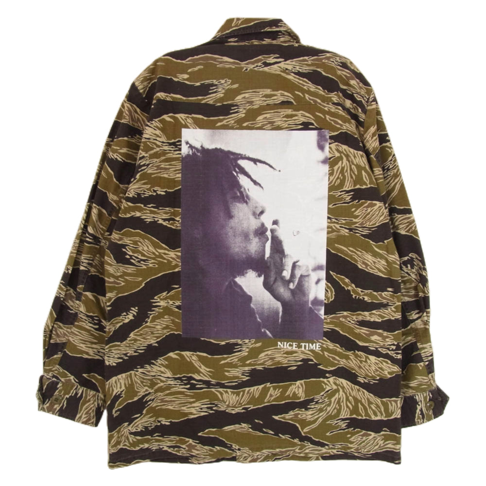 WACKO MARIA ワコマリア × BOB MARLEY ボブマーリー プリント タイガーカモ ジャングルファティーグ 迷彩 ジャケット カーキ系 S【中古】