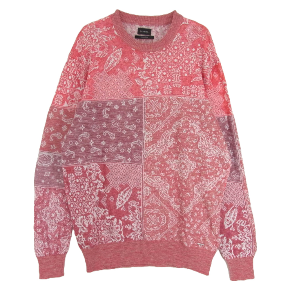 DIESEL ディーゼル ニット ピンク ペイズリー レッド系 L【中古】