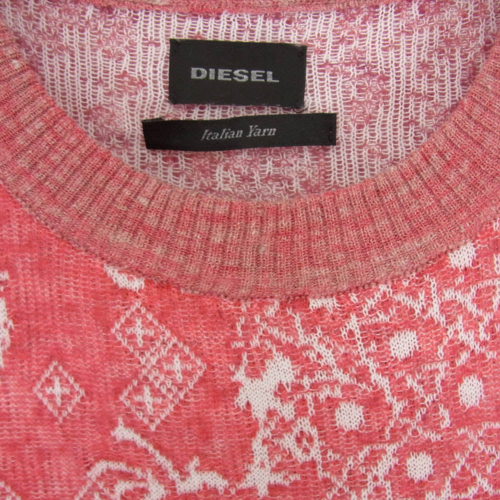 DIESEL ディーゼル ニット ピンク ペイズリー レッド系 L【中古】