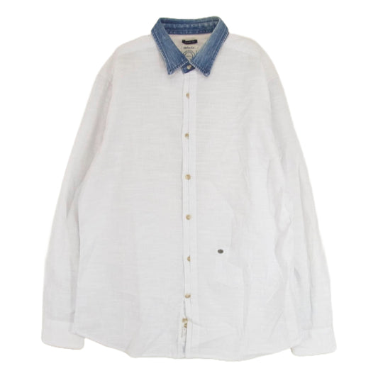 DIESEL ディーゼル 襟切替ストライプ デニムカラー シャツ ホワイト系 M【中古】