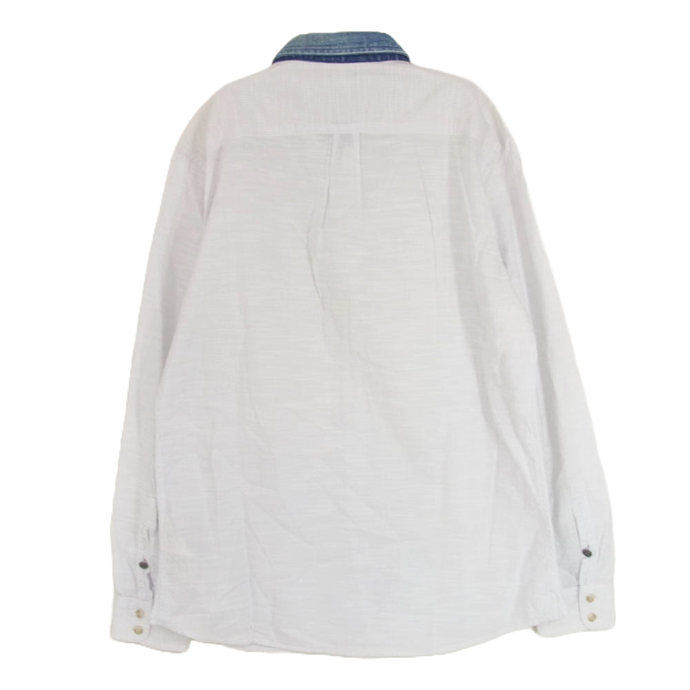 DIESEL ディーゼル 襟切替ストライプ デニムカラー シャツ ホワイト系 M【中古】