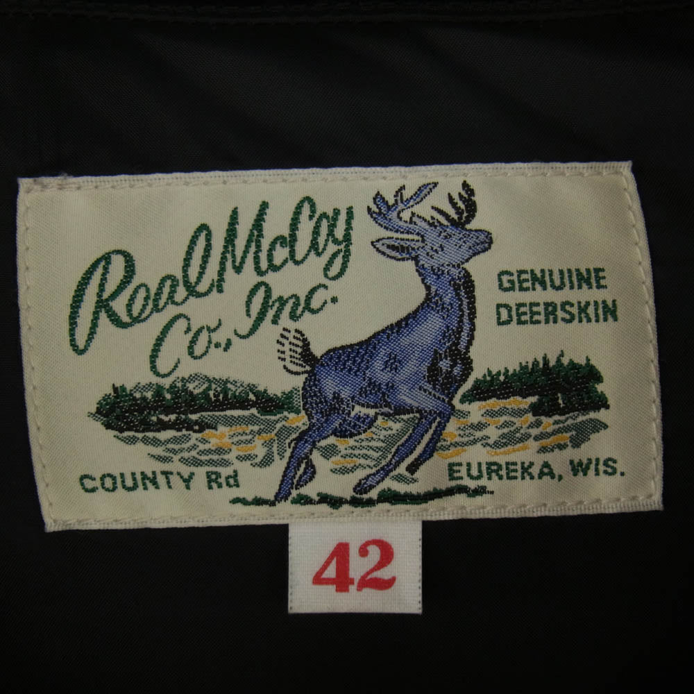 The REAL McCOY'S ザリアルマッコイズ DEERSKIN DOWN VEST ディアスキン ダウン ベスト ブラック系 42【中古】