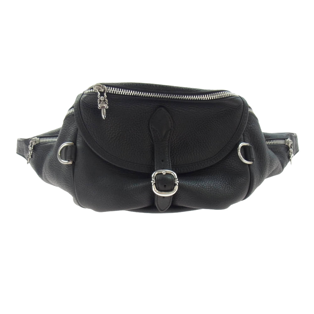 CHROME HEARTS クロムハーツ（原本有） #1 SNAT PACK スナット パック ダガージップ レザー ショルダーバッグ ブラック系【中古】