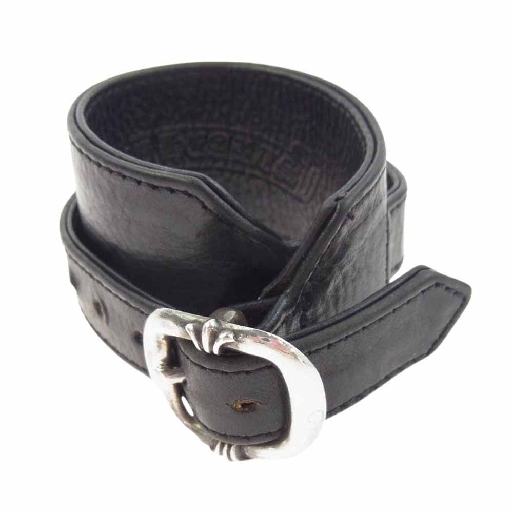CHROME HEARTS クロムハーツ（原本無） R&R SLIM TINY BUCKLE ロックンロール レザー ブレスレット ブラック系 シルバー系【中古】