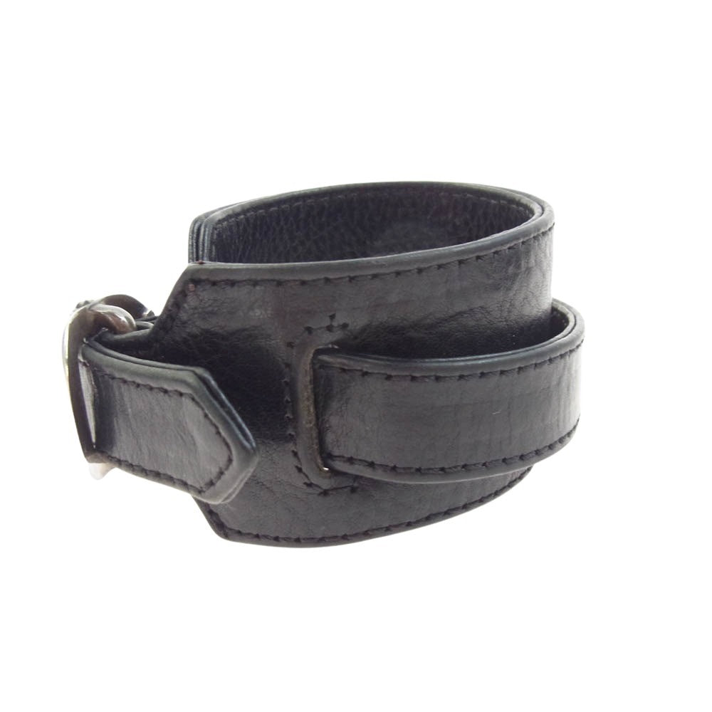 CHROME HEARTS クロムハーツ（原本無） R&R SLIM TINY BUCKLE ロックンロール レザー ブレスレット ブラック系 シルバー系【中古】