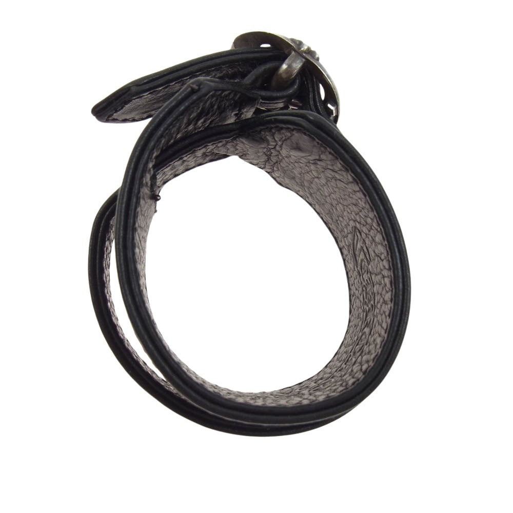 CHROME HEARTS クロムハーツ（原本無） R&R SLIM TINY BUCKLE ロックンロール レザー ブレスレット ブラック系 シルバー系【中古】