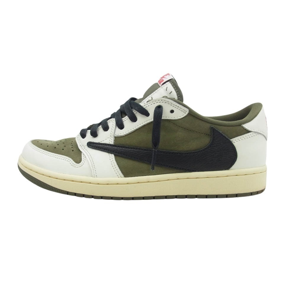 NIKE ナイキ DM7866-200 フェイクバスターズ鑑定済 TRAVIS SCOTT AIR JORDAN 1 LOW OG REVERSE OLIVE AJ1 トラヴィススコット エアジョーダン ローカット スニーカー リバース オリーブ ホワイト系 カーキ系 27.5cm【中古】