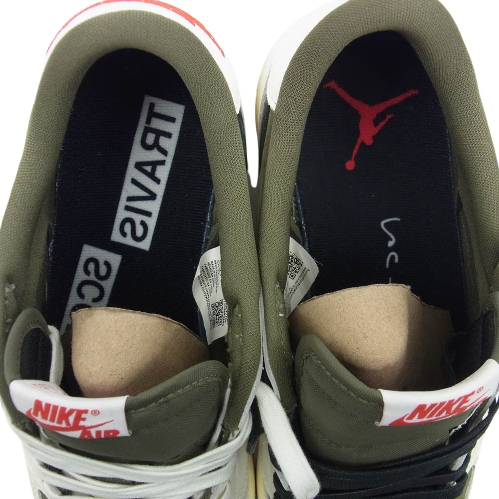 NIKE ナイキ DM7866-200 フェイクバスターズ鑑定済 TRAVIS SCOTT AIR JORDAN 1 LOW OG REVERSE OLIVE AJ1 トラヴィススコット エアジョーダン ローカット スニーカー リバース オリーブ ホワイト系 カーキ系 27.5cm【中古】