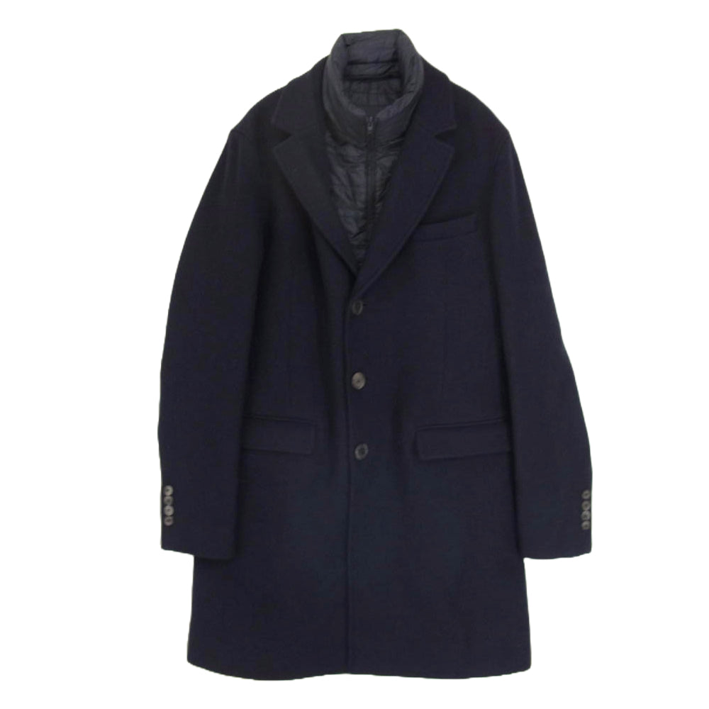Herno ヘルノ CA0045U 39601 9280 ライナー付き ウール メルトン 中綿コート ネイビー系 46【中古】