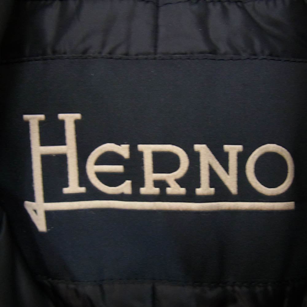 Herno ヘルノ CA0045U 39601 9280 ライナー付き ウール メルトン 中綿コート ネイビー系 46【中古】